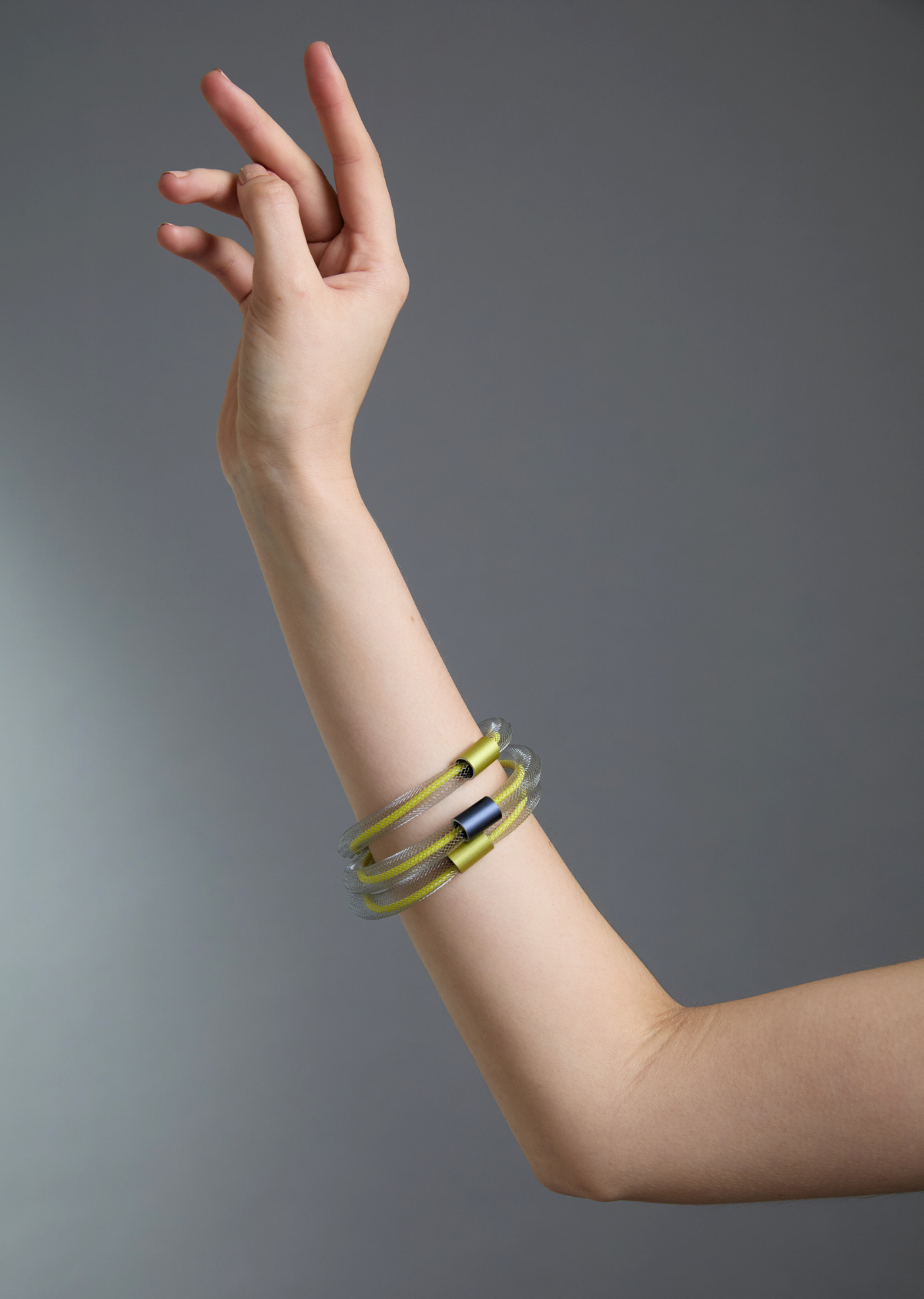 Pulseira Urbana Tripla Amarela-Neon e Grafite