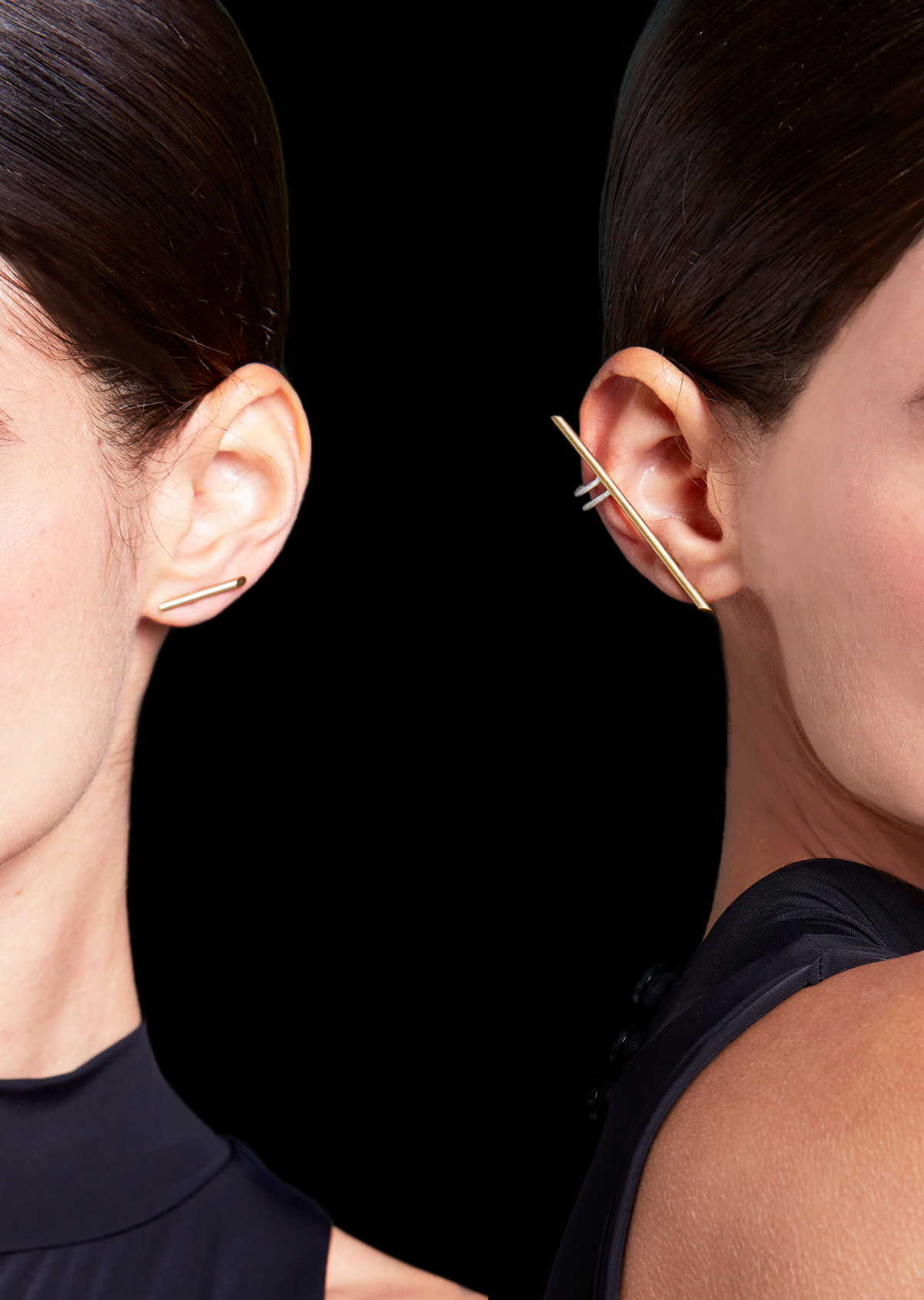 Brinco Sombra e Corte Earcuff Assimétrico