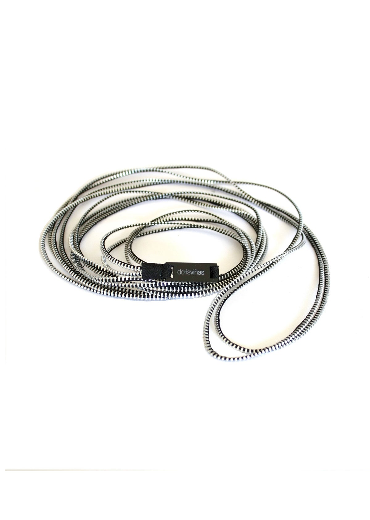 Colar tiras duplo prateado