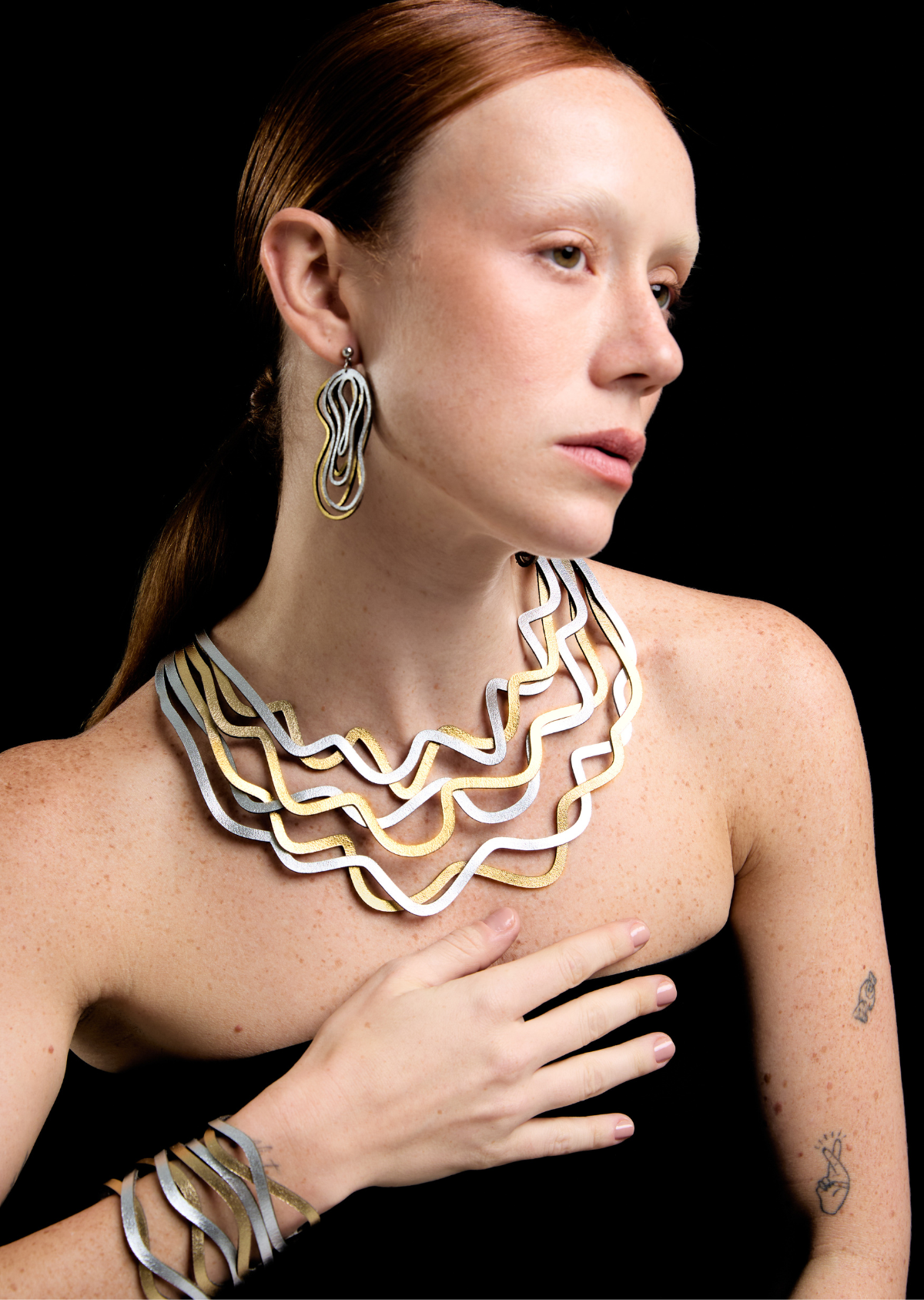 Colar Curvas Duo Ouro&Prata