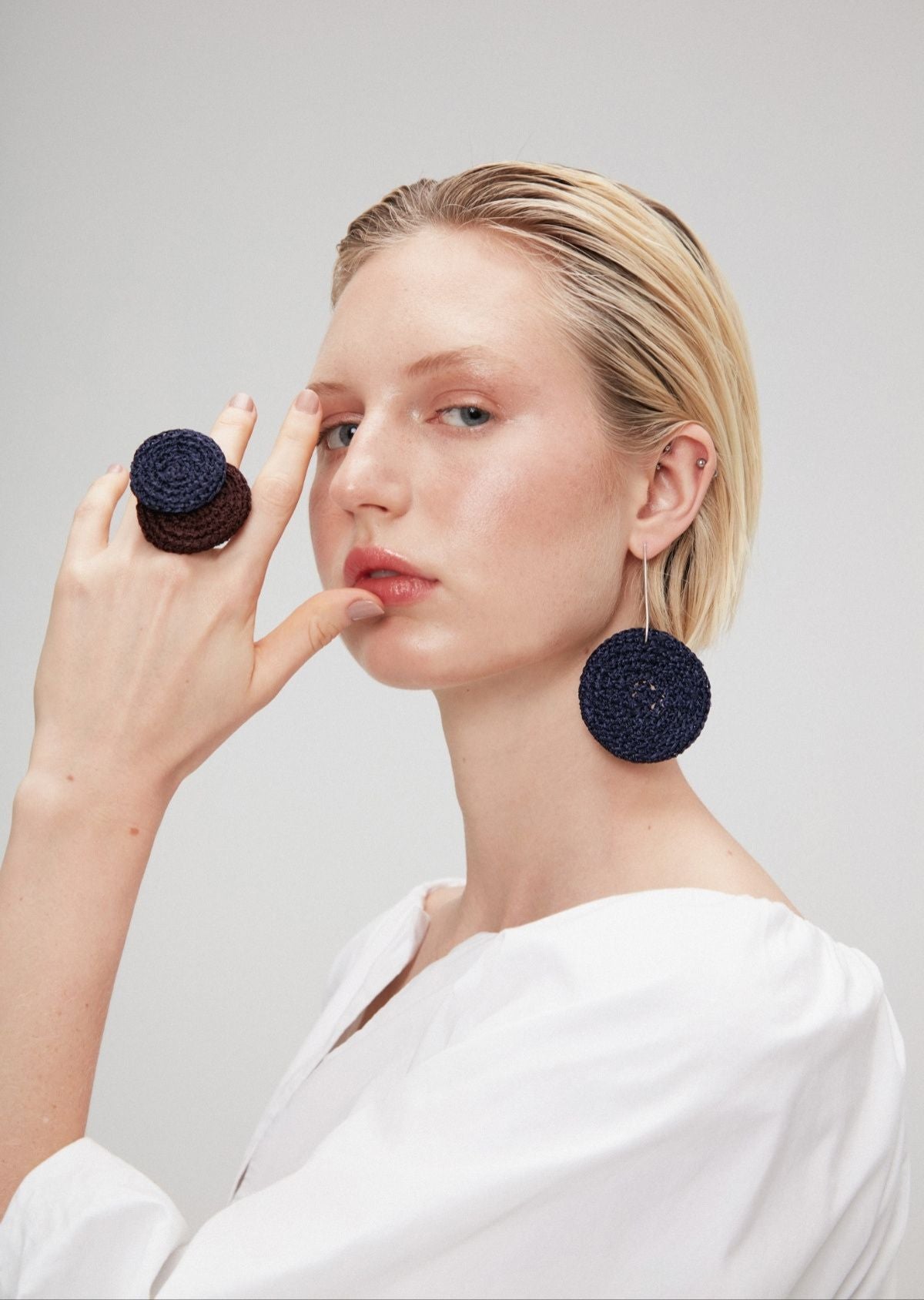 Anel Cetim Marinho e Chocolate