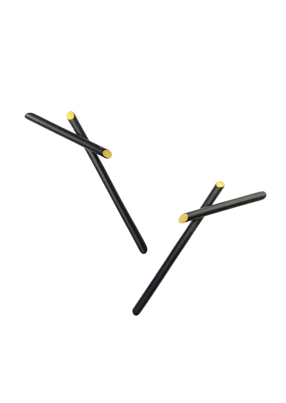 Brinco Sombra e Corte Y Preto e Dourado Fosco