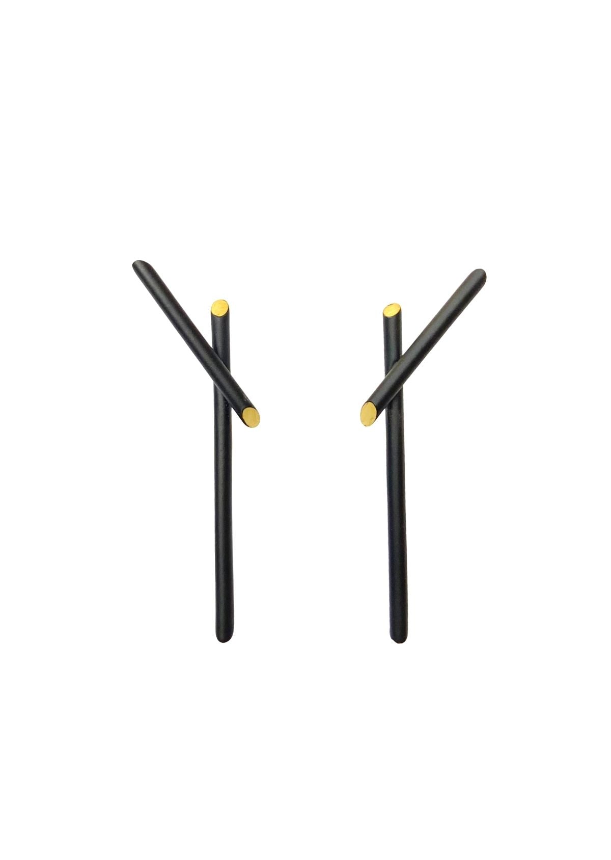 Brinco Sombra e Corte Y Preto e Dourado Fosco