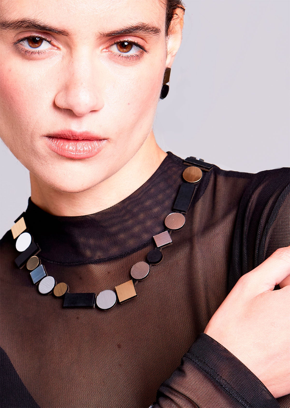 Colar Bauhaus Ouro, Prata & Preto