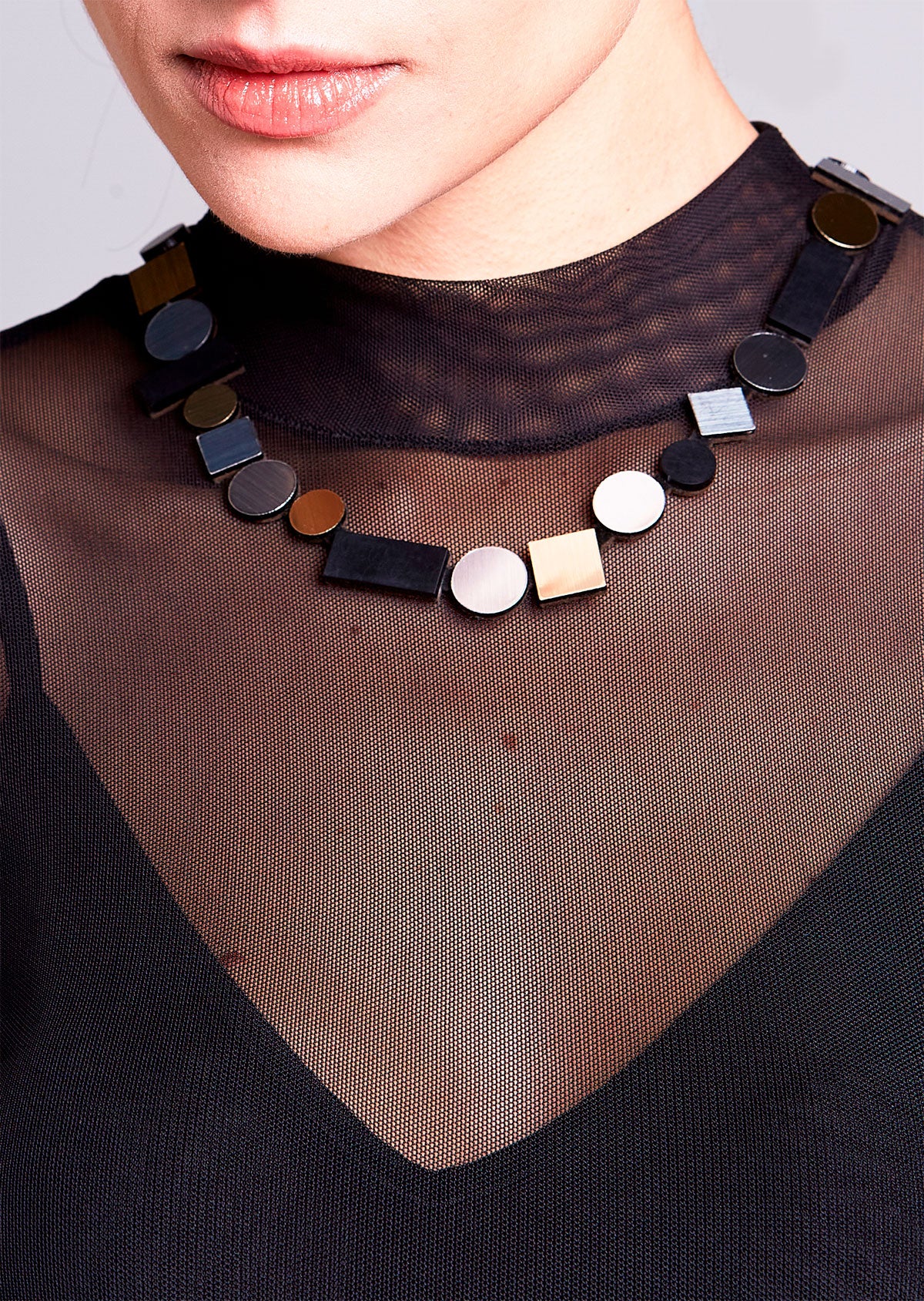 Colar Bauhaus Ouro, Prata & Preto