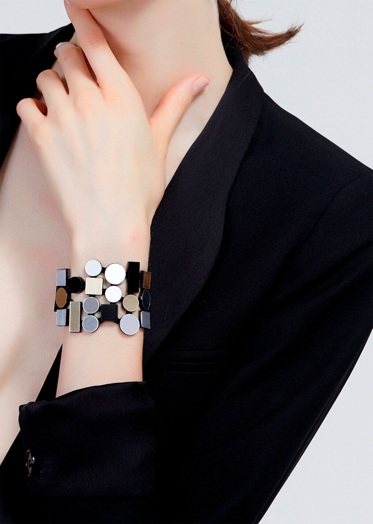 Bracelete Bauhaus Ouro, Prata & Preto