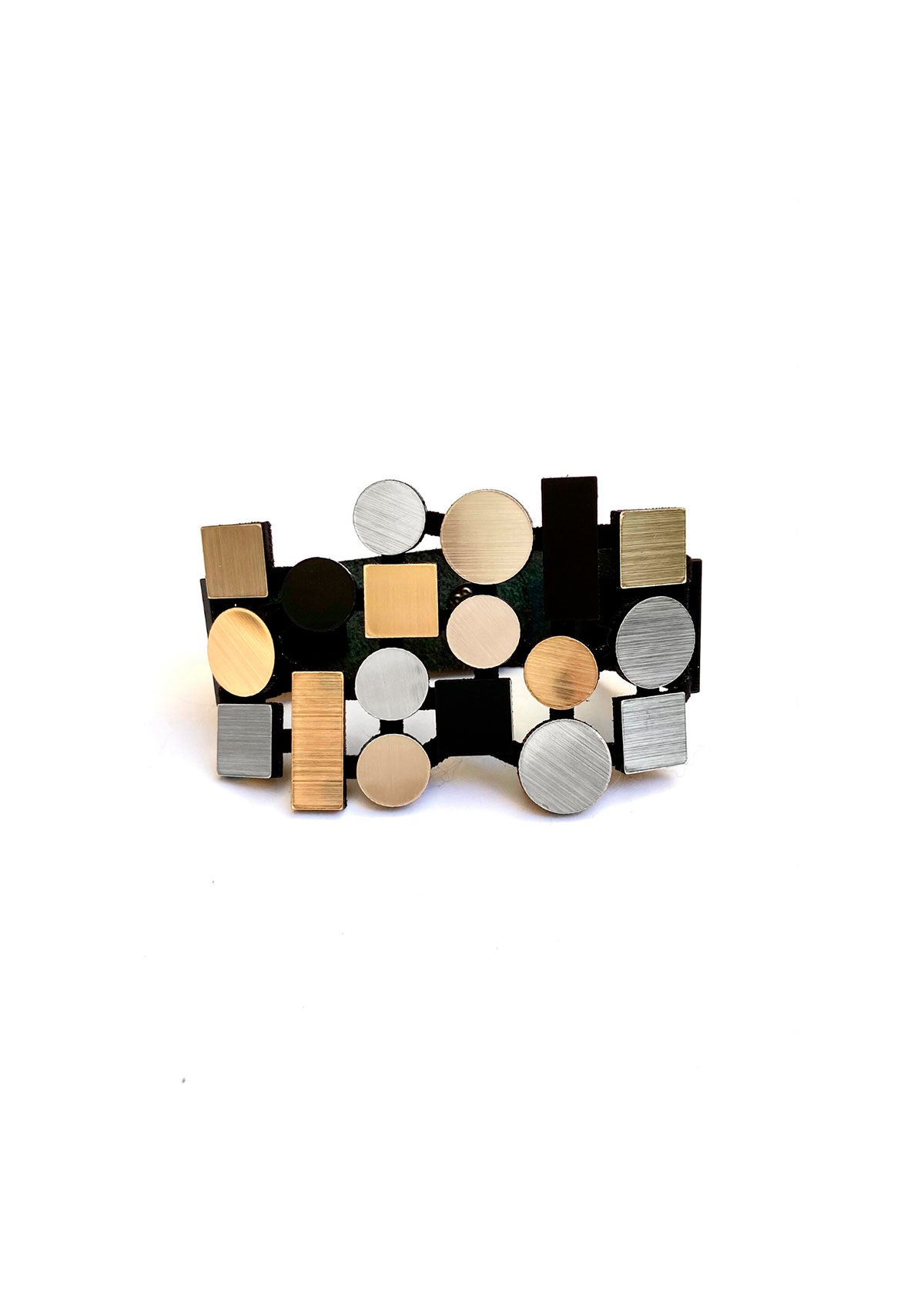 Bracelete Bauhaus Ouro, Prata & Preto