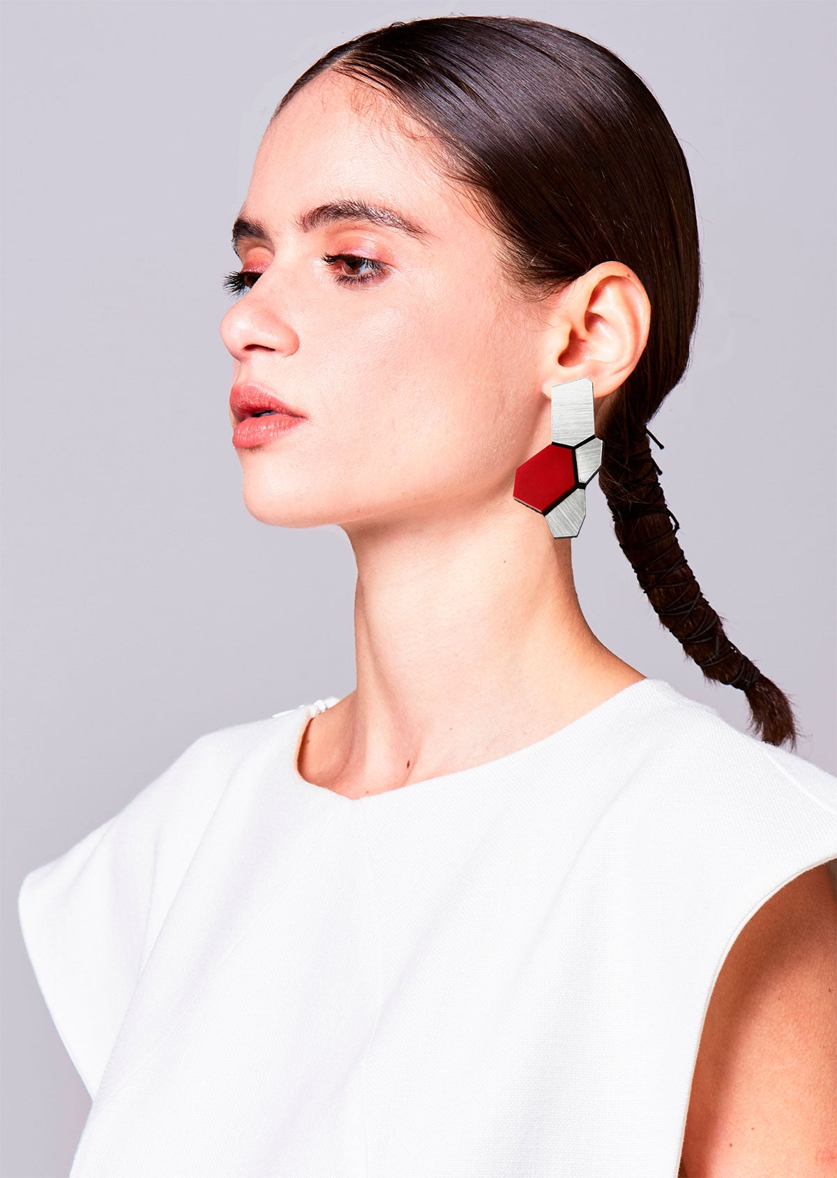 Brinco Greta Vermelho e Prata