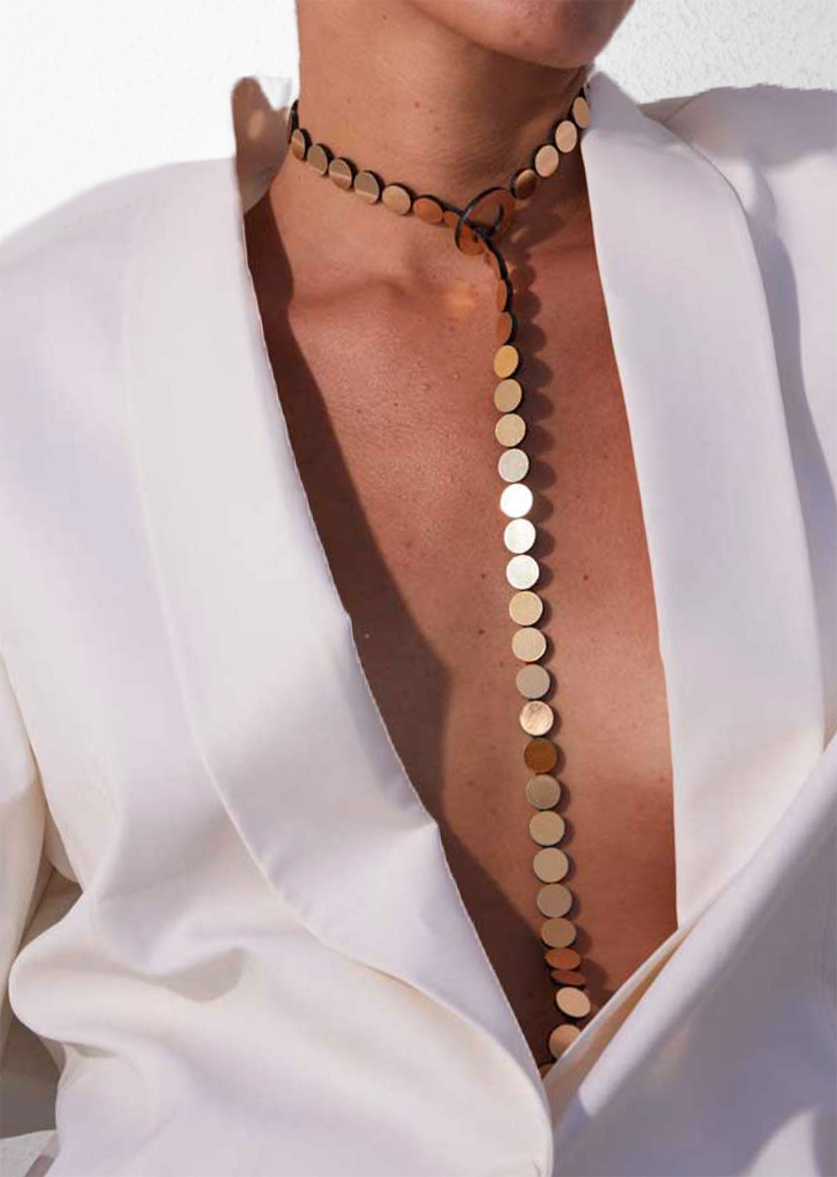 Colar Abstração-Gravata Ouro