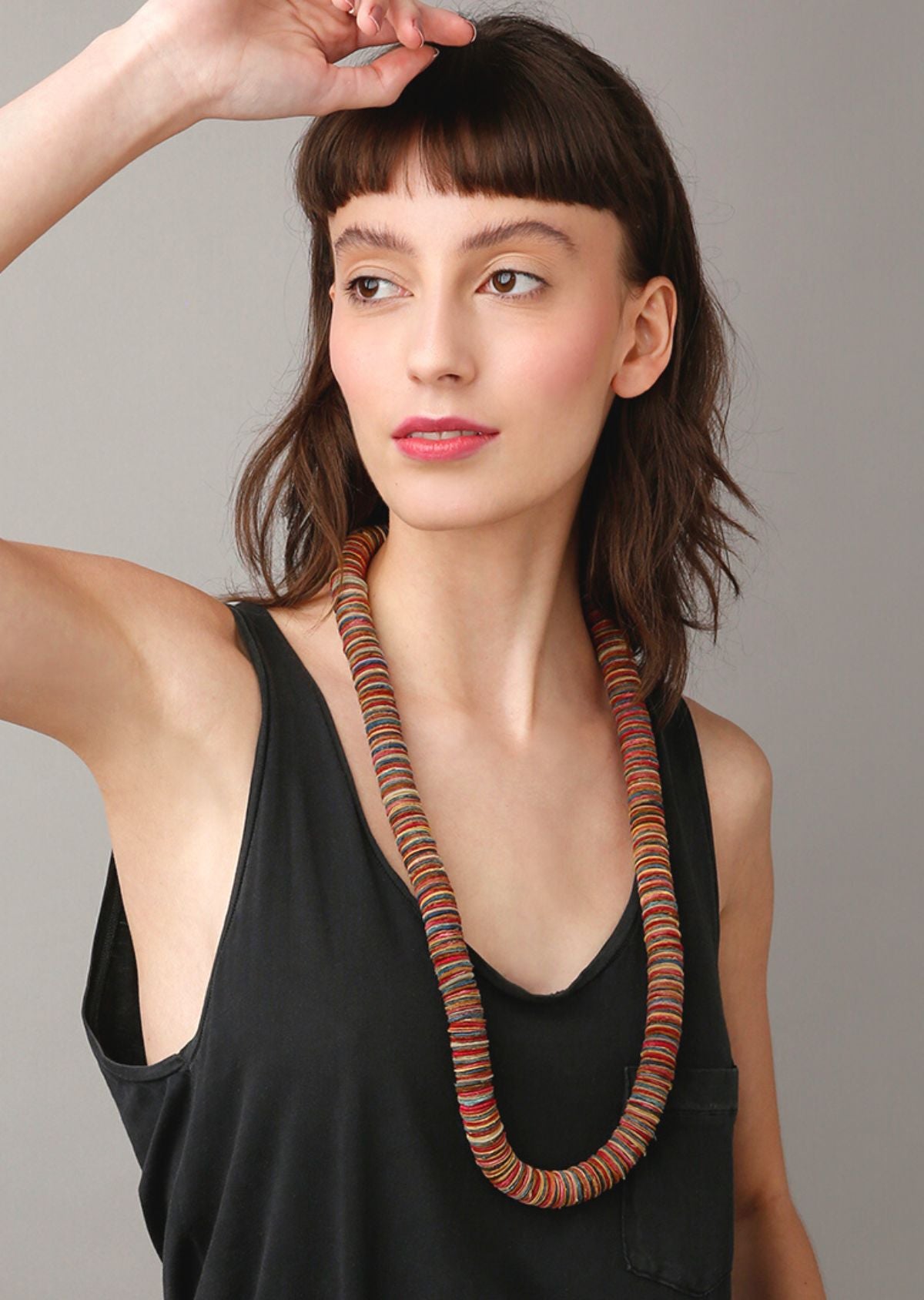 Colar Netuno vinho, longo-curto