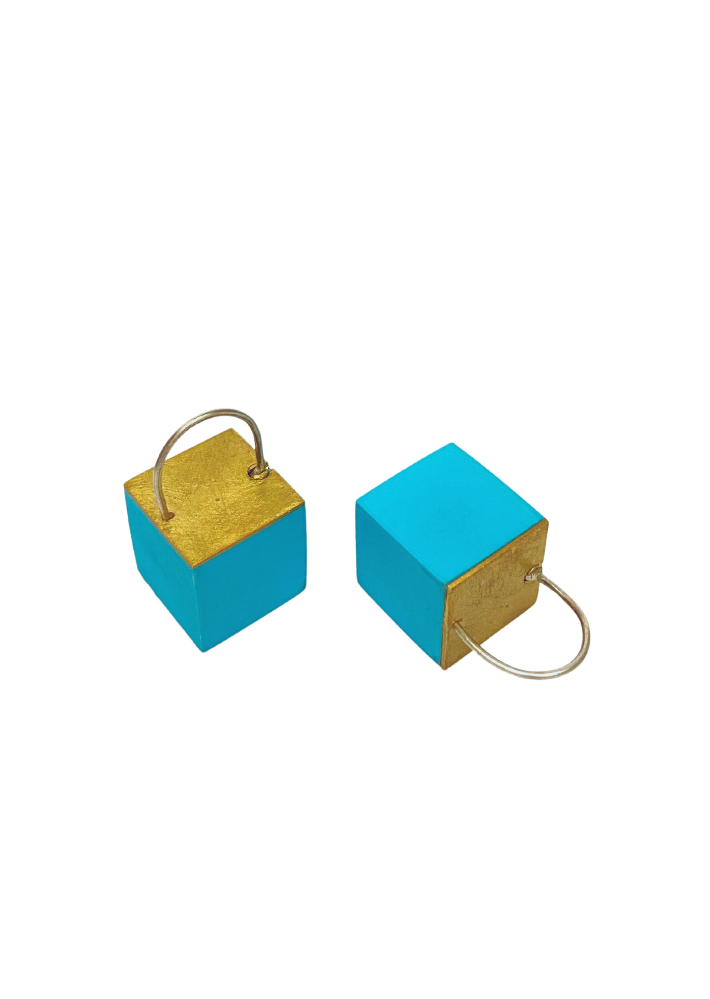 Brinco Cubo Turquesa