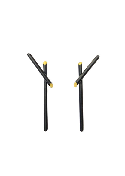 Brinco Sombra e Corte Y Preto e Dourado Fosco