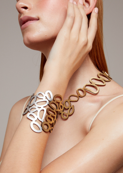 Bracelete Coral Ouro&Prata