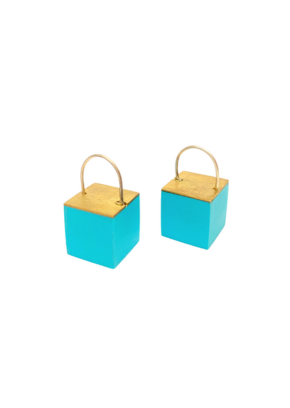 Brinco Cubo Turquesa