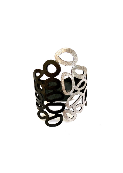 Bracelete Coral Preto&Prata