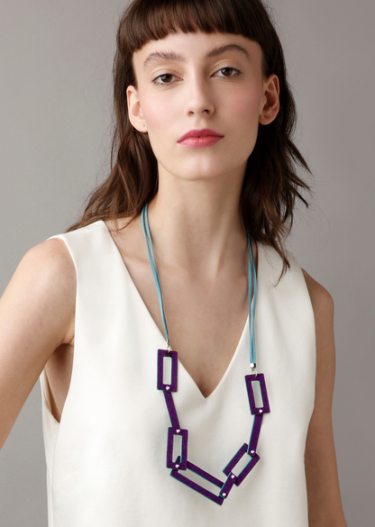 Colar ONEO Dupla-face Turquesa e Roxo