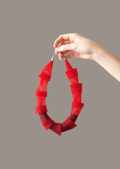 Colar Gomos Vermelho com Preto
