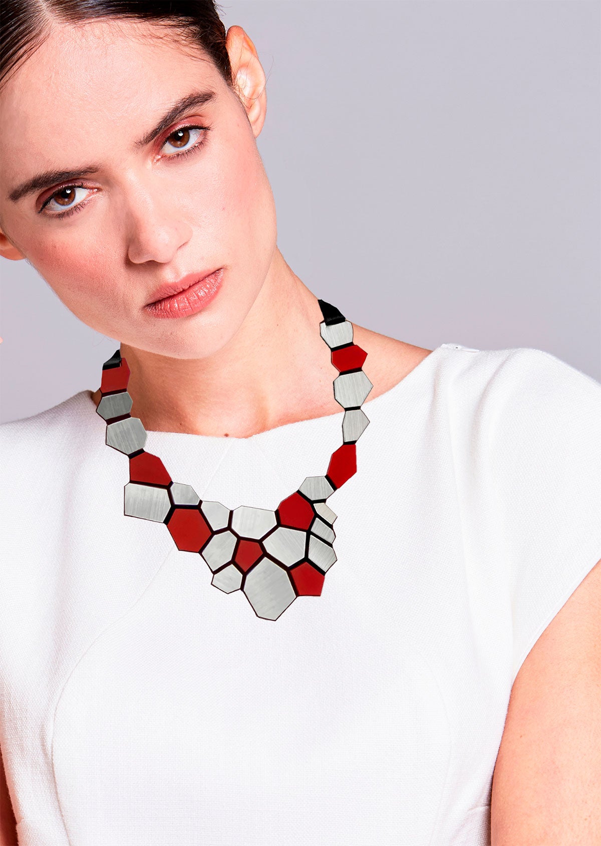 Colar Greta Vermelho e Prata